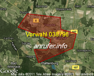 Vorwahlkarte 038796 – Viesecke