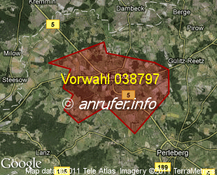 Vorwahlkarte 038797 – Karstädt Kr Prignitz