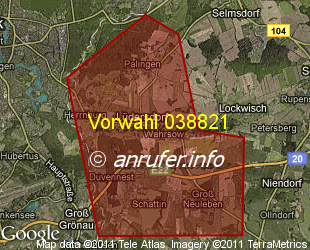 Vorwahlkarte 038821 – Lüdersdorf Meckl