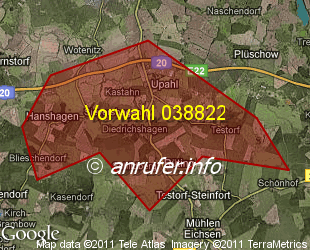 Vorwahlkarte 038822 – Diedrichshagen b Grevesmühlen
