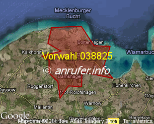 Vorwahlkarte 038825 – Klütz