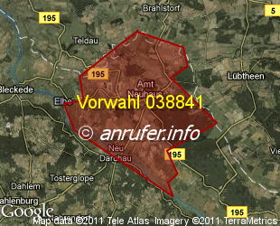 Vorwahlkarte 038841 – Neuhaus Elbe