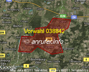 Vorwahlkarte 038842 – Lüttenmark