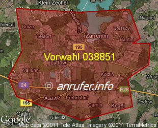 Vorwahlkarte 038851 – Zarrentin Meckl