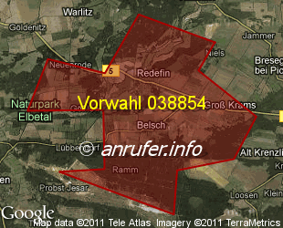 Vorwahlkarte 038854 – Redefin