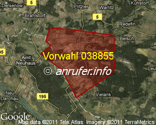 Vorwahlkarte 038855 – Lübtheen