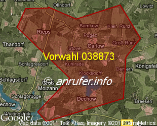 Vorwahlkarte 038873 – Carlow