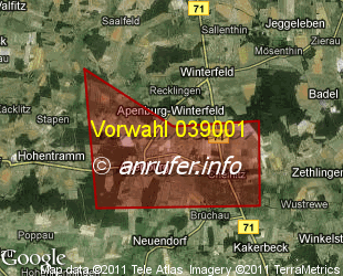 Vorwahlkarte 039001 – Apenburg