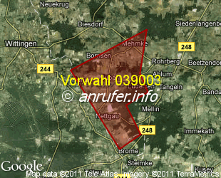 Vorwahlkarte 039003 – Jübar