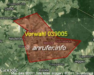 Vorwahlkarte 039005 – Kusey