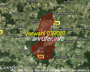 Vorwahlkarte 039007 – Tangeln