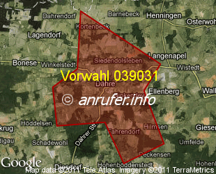 Vorwahlkarte 039031 – Dähre