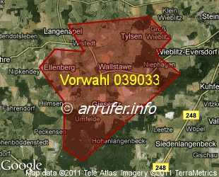 Vorwahlkarte 039033 – Wallstawe