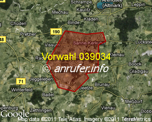 Vorwahlkarte 039034 – Fleetmark