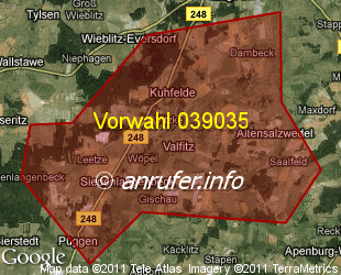 Vorwahlkarte 039035 – Kuhfelde