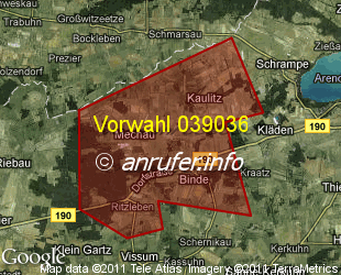 Vorwahlkarte 039036 – Binde