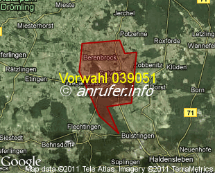 Vorwahlkarte 039051 – Calvörde