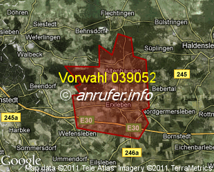 Vorwahlkarte 039052 – Erxleben b Haldensleben