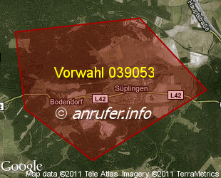 Vorwahlkarte 039053 – Süplingen