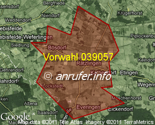 Vorwahlkarte 039057 – Rätzlingen Sachs-Anh