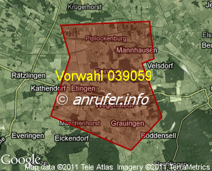 Vorwahlkarte 039059 – Wegenstedt