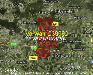 Vorwahlkarte 039062 – Bebertal