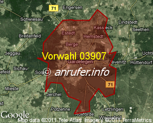 Vorwahlkarte 03907 – Gardelegen