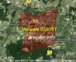 Vorwahlkarte 039081 – Kakerbeck Sachs-Anh