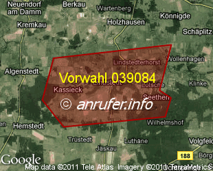 Vorwahlkarte 039084 – Lindstedt