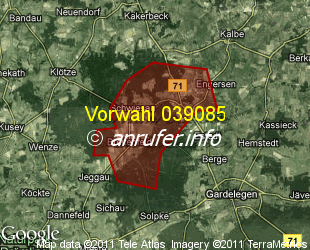 Vorwahlkarte 039085 – Zichtau