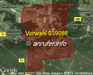 Vorwahlkarte 039086 – Jävenitz