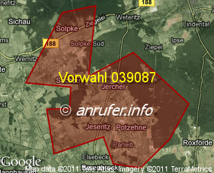 Vorwahlkarte 039087 – Jerchel Altmark