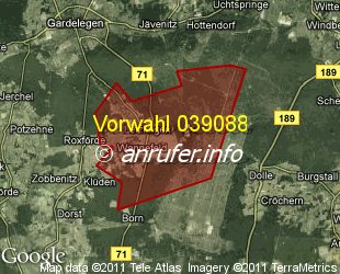 Vorwahlkarte 039088 – Letzlingen