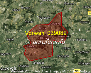 Vorwahlkarte 039089 – Bismark Altmark