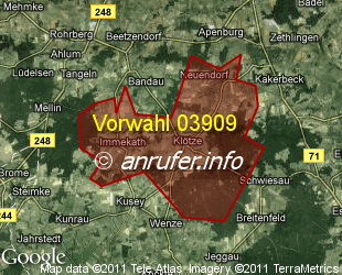 Vorwahlkarte 03909 – Klötze Altmark