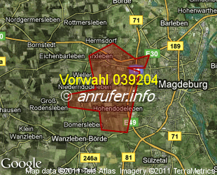 Vorwahlkarte 039204 – Niederndodeleben