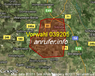 Vorwahlkarte 039205 – Langenweddingen