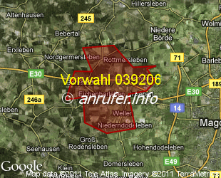 Vorwahlkarte 039206 – Eichenbarleben