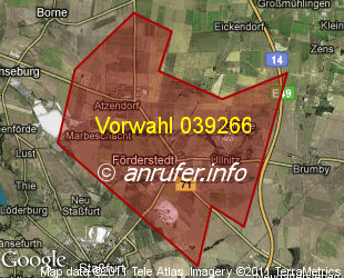 Vorwahlkarte 039266 – Förderstedt