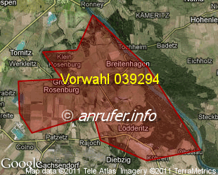 Vorwahlkarte 039294 – Gross Rosenburg