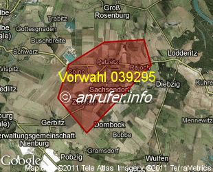 Vorwahlkarte 039295 – Zuchau