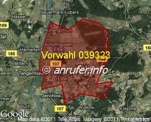 Vorwahlkarte 039323 – Schönhausen Elbe