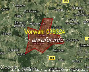 Vorwahlkarte 039324 – Kläden b Stendal