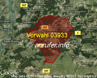 Vorwahlkarte 03933 – Genthin