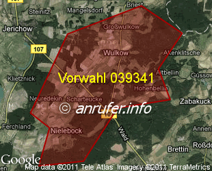 Vorwahlkarte 039341 – Redekin