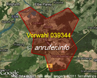 Vorwahlkarte 039344 – Güsen