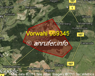 Vorwahlkarte 039345 – Parchen