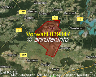 Vorwahlkarte 039347 – Kade