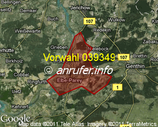 Vorwahlkarte 039349 – Parey Elbe