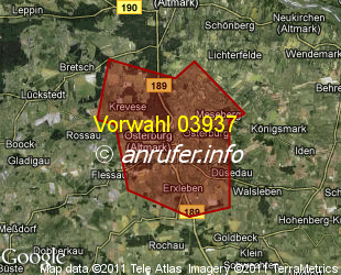 Vorwahlkarte 03937 – Osterburg Altmark